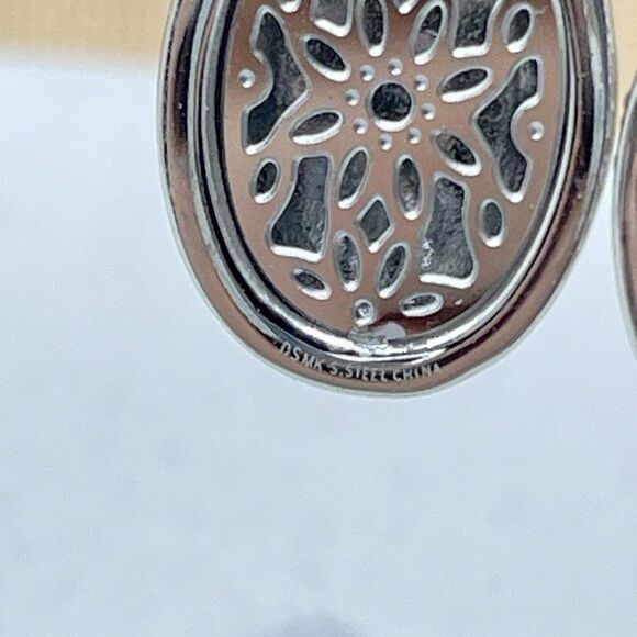 Emma Skye Silver Tone Pave Crystal Drop Earrings Gold Tone Accent Oval Shape - Picture 7 of 9